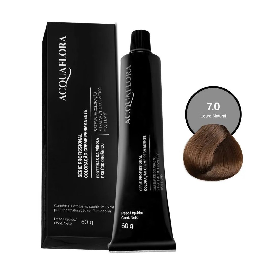Coloração Creme Permanente Acquaflora 7.0 Louro Natural 60g