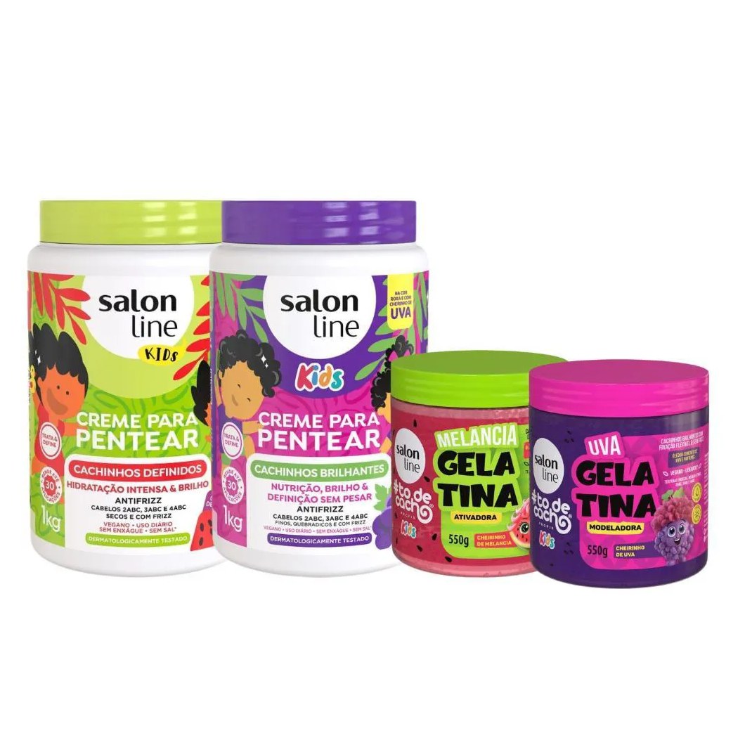 Kit Creme + Gelatina Salon Line Melancia + Uva com 4