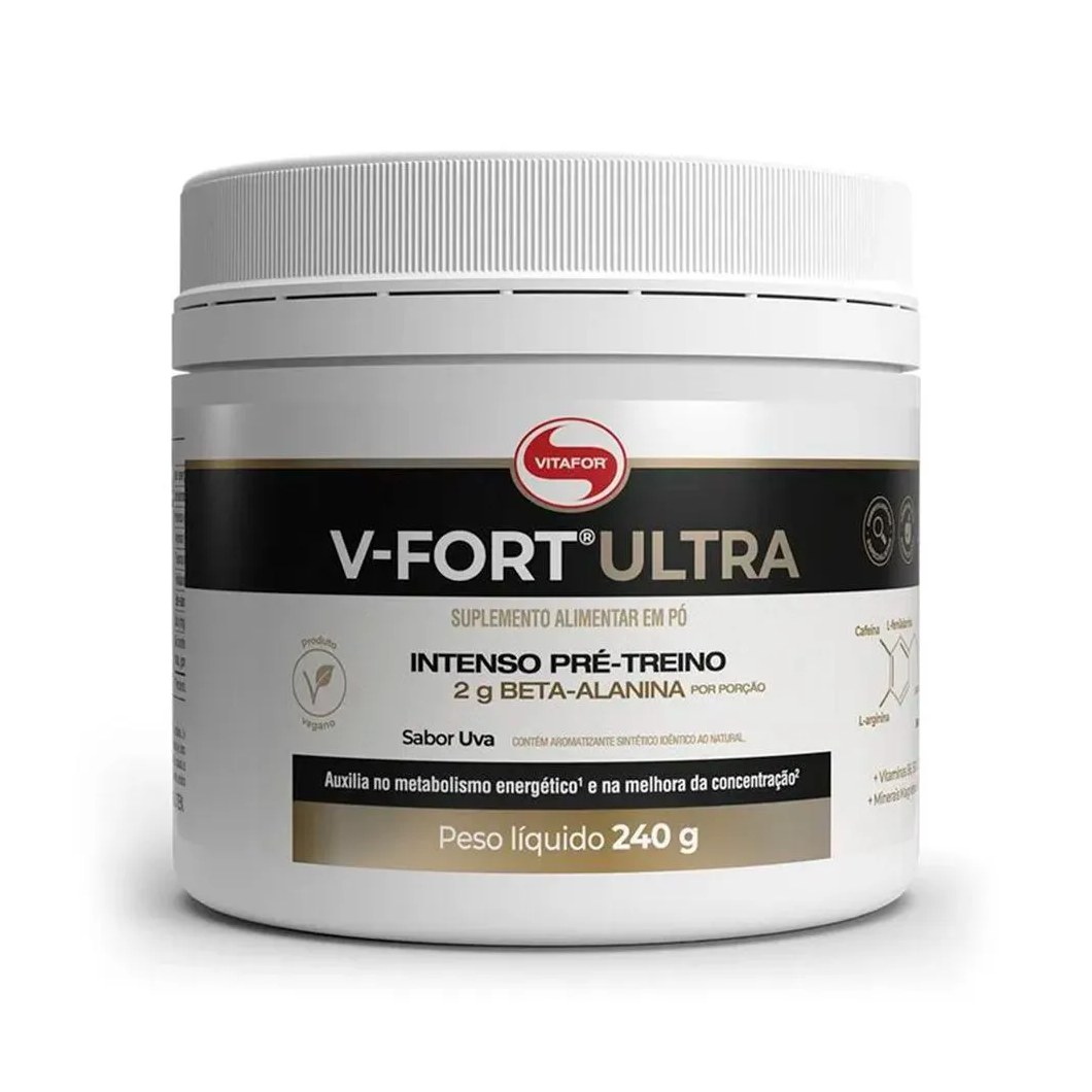 Pré-treino V-fort Ultra 240g Sabor Uva - Vitafor