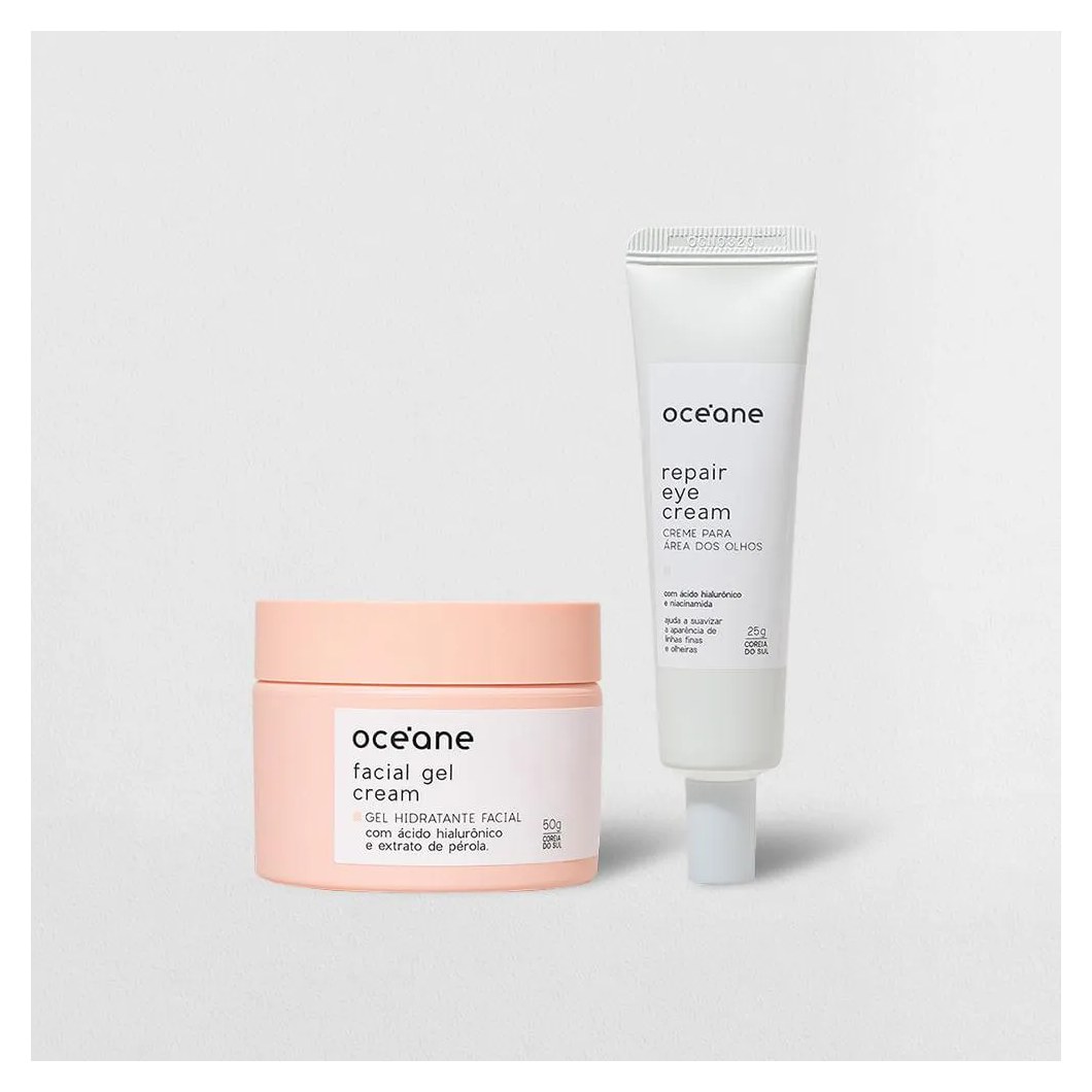 Kit Creme para Área dos Olhos com Niacinamida + Gel Hidratante Facial com Extrato de Pérola (2 Produtos)