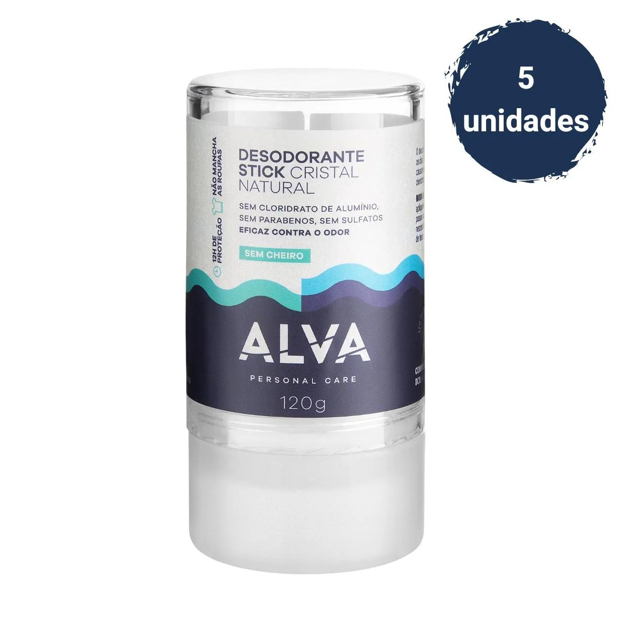 Desodorante Natural Pedra Cristal Alva Alemanha Kit (5 Unid) sem Cheiro
