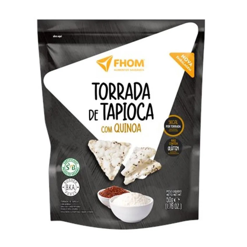 Torrada de Tapioca com Quinoa 50g Vegano Sem Glúten FHOM