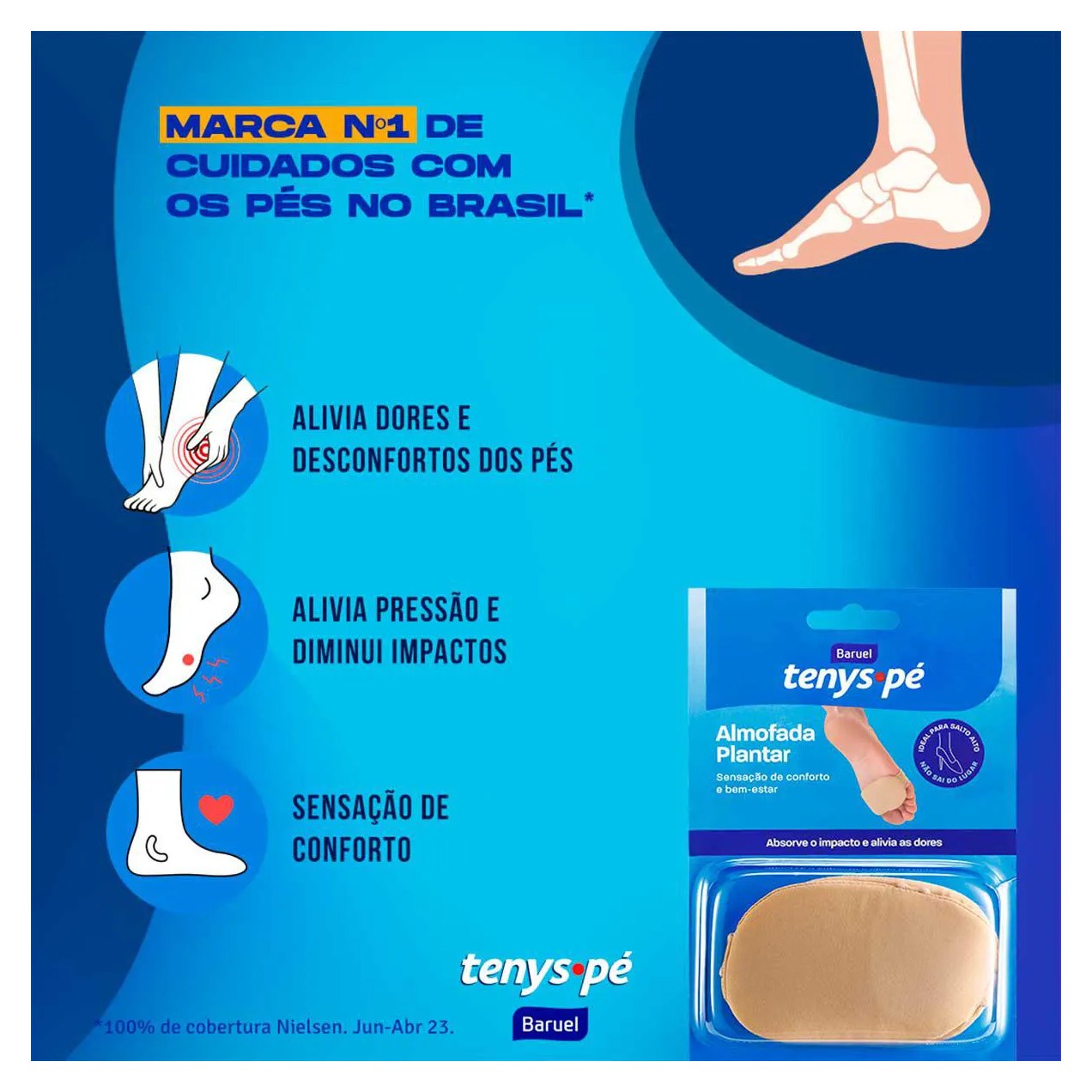 Almofada Plantar Tenys Pé Tamanho 39 - 43 com 1 Par