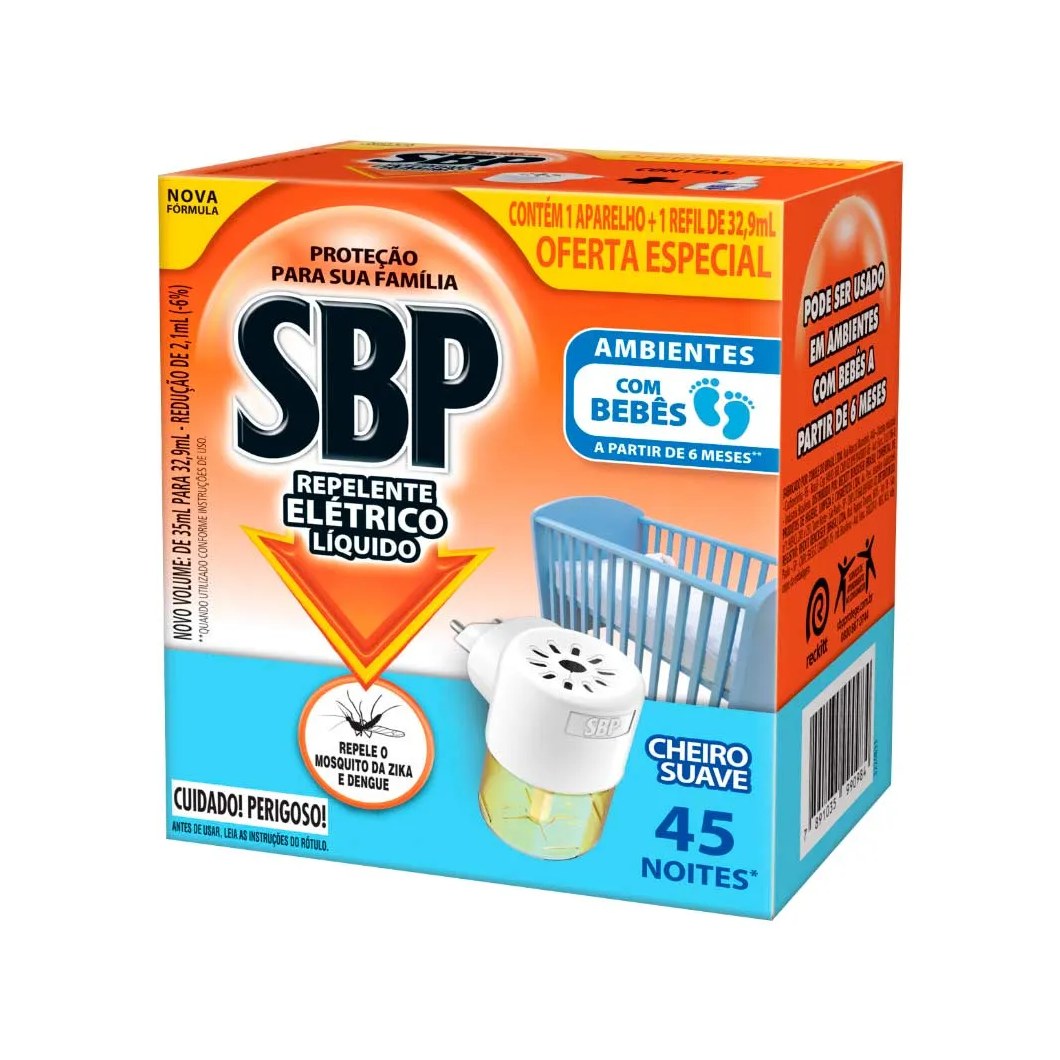 Repelente Eletrico Sbp Com 1 Aparelho+32,9ml Refil