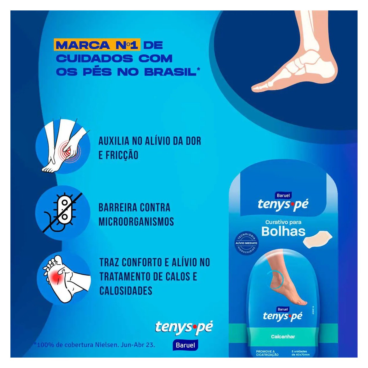 Curativo para Bolhas Tenys Pé Calcanhar com 6 unidades