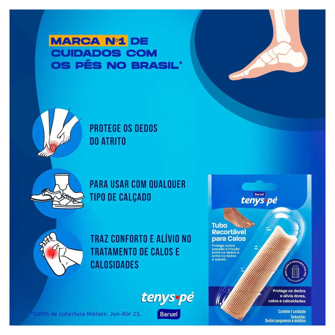 Tubo Recortável para Calos Tenys Pé Tamanho P/M com 1 Unidade