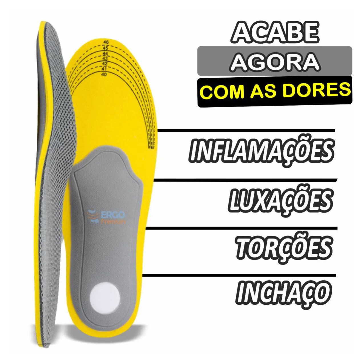 Palmilha Ortopédica Tratamento Pé Chato Fascite Plantar Esporão Original 1par 41a46