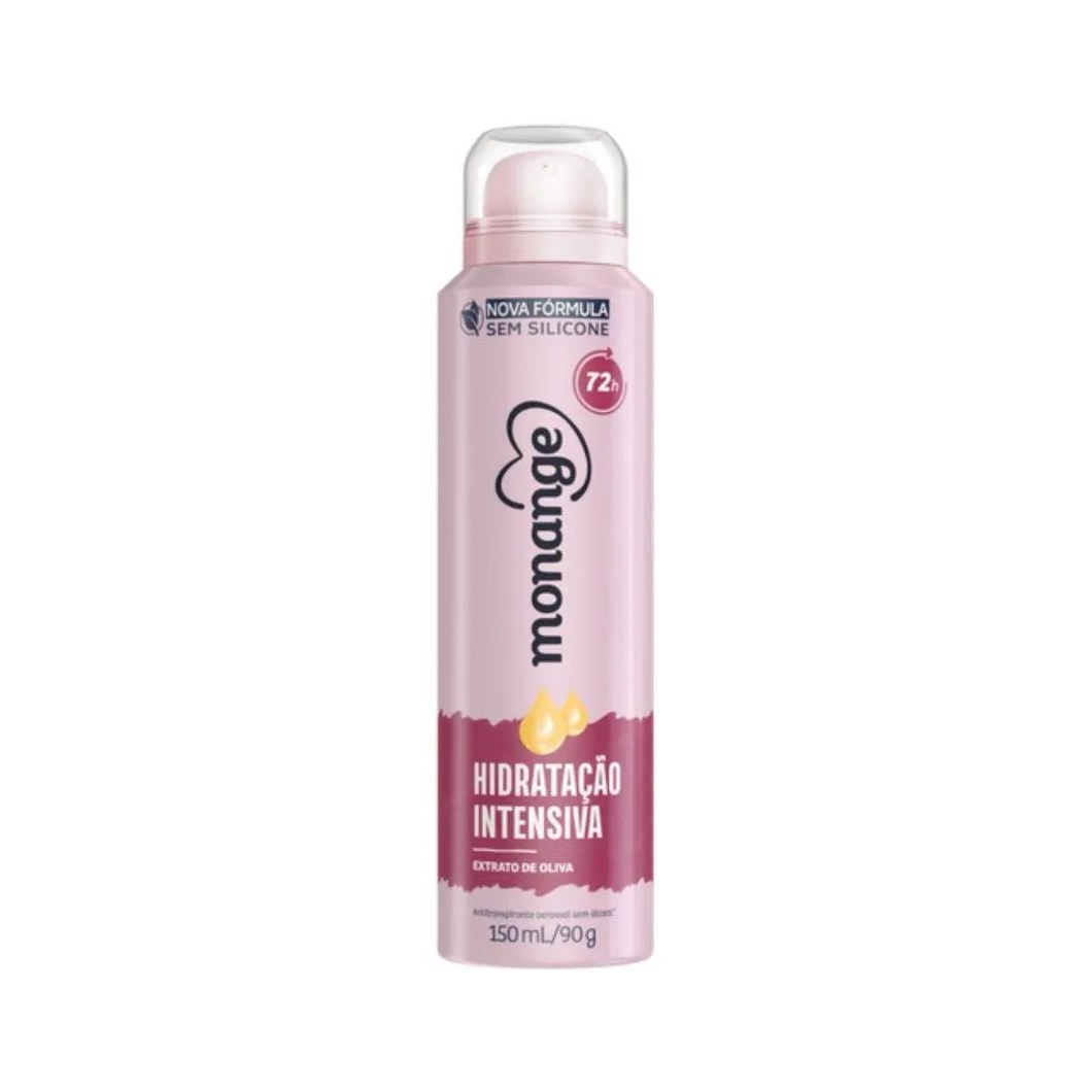 Desodorante Antitranspirante Aerosol Monange Extrato de Oliva Hidratação Intensiva Feminino 72h 90g