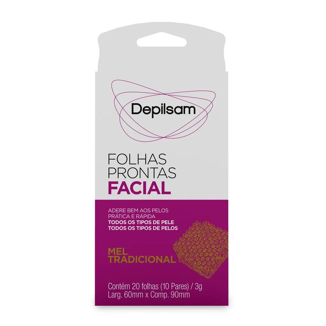 Folhas Prontas Facial Depilsam Mel 10 Pares