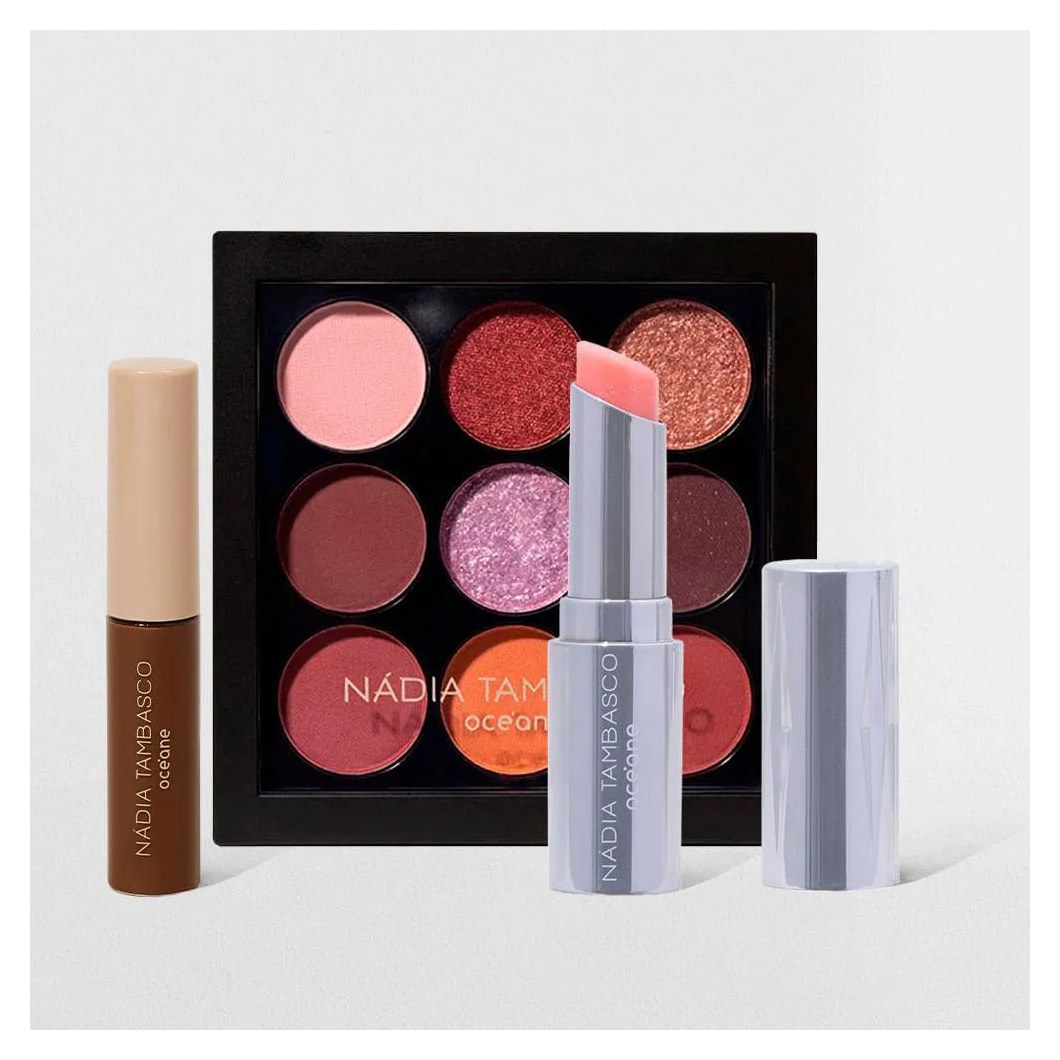 Kit Paleta De Sombras To Go Fire Revitalizador Labial Máscara De Sobrancelha Castanho Nádia Tambasco By Océane