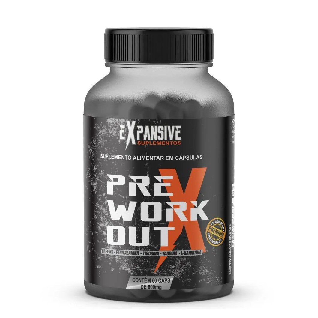 Cafeína e Taurina Pré - Treino 60 cápsulas 600mg Expansive