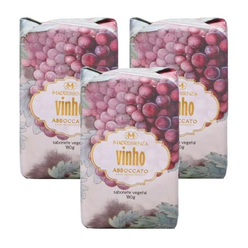 Kit 3 Sabonetes em Barra Vinho Madressenza 180g
