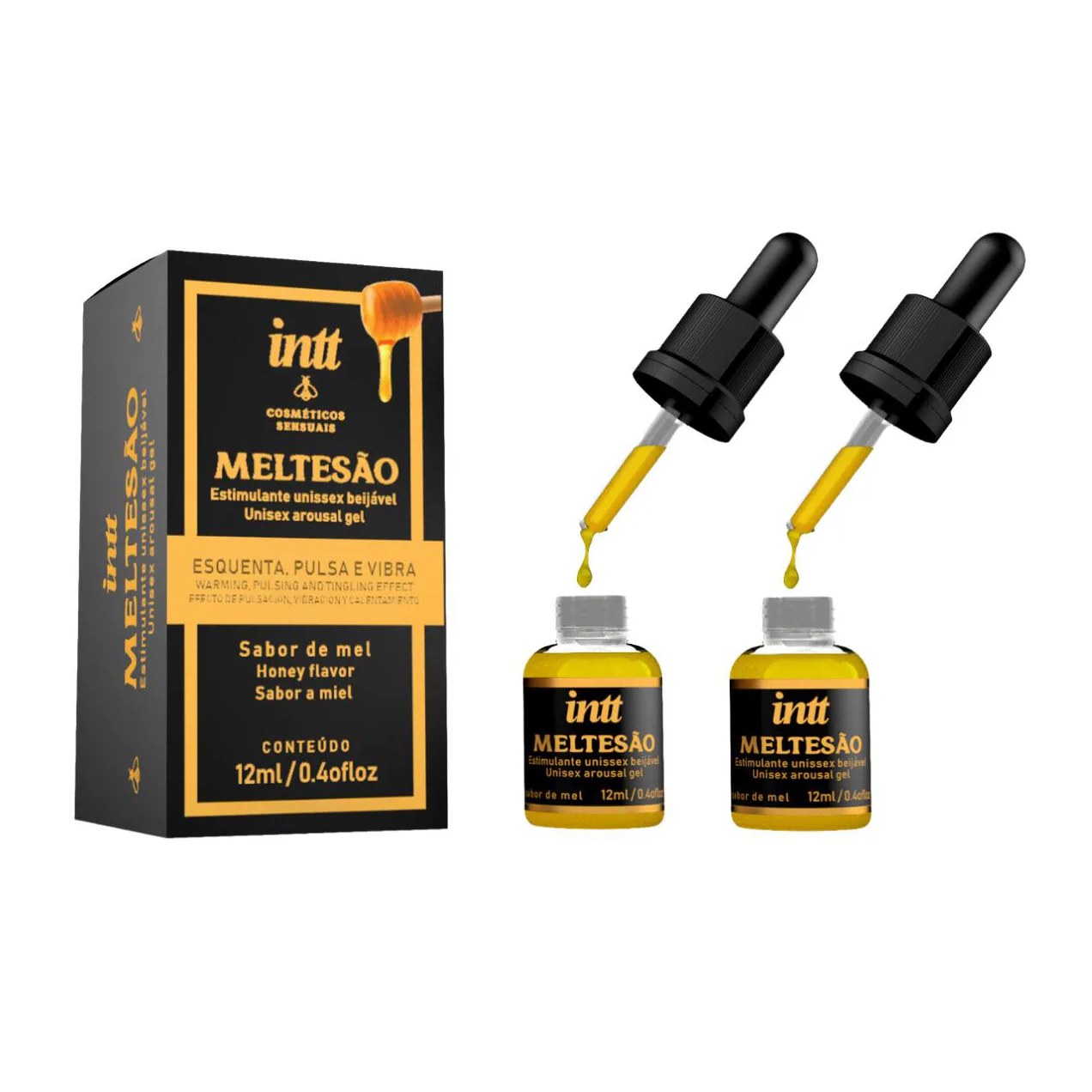 2 Meltesã.o Estimulante Beijável Unissex Esquenta Pulsa e Vibra 12ml Intt