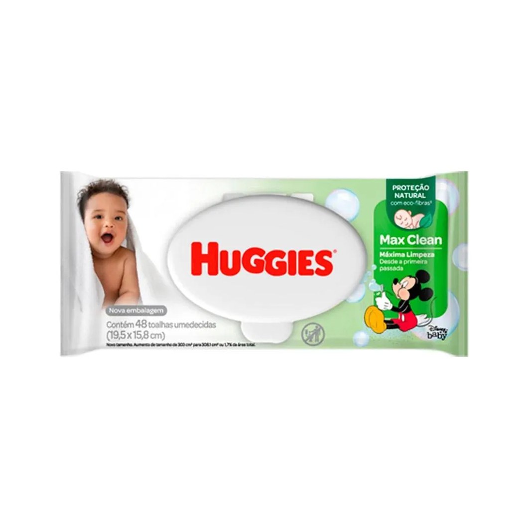 Lenço Umedecido Huggies Max Clean Disney Baby Proteção Natural com Aloe Vera 48 unidades