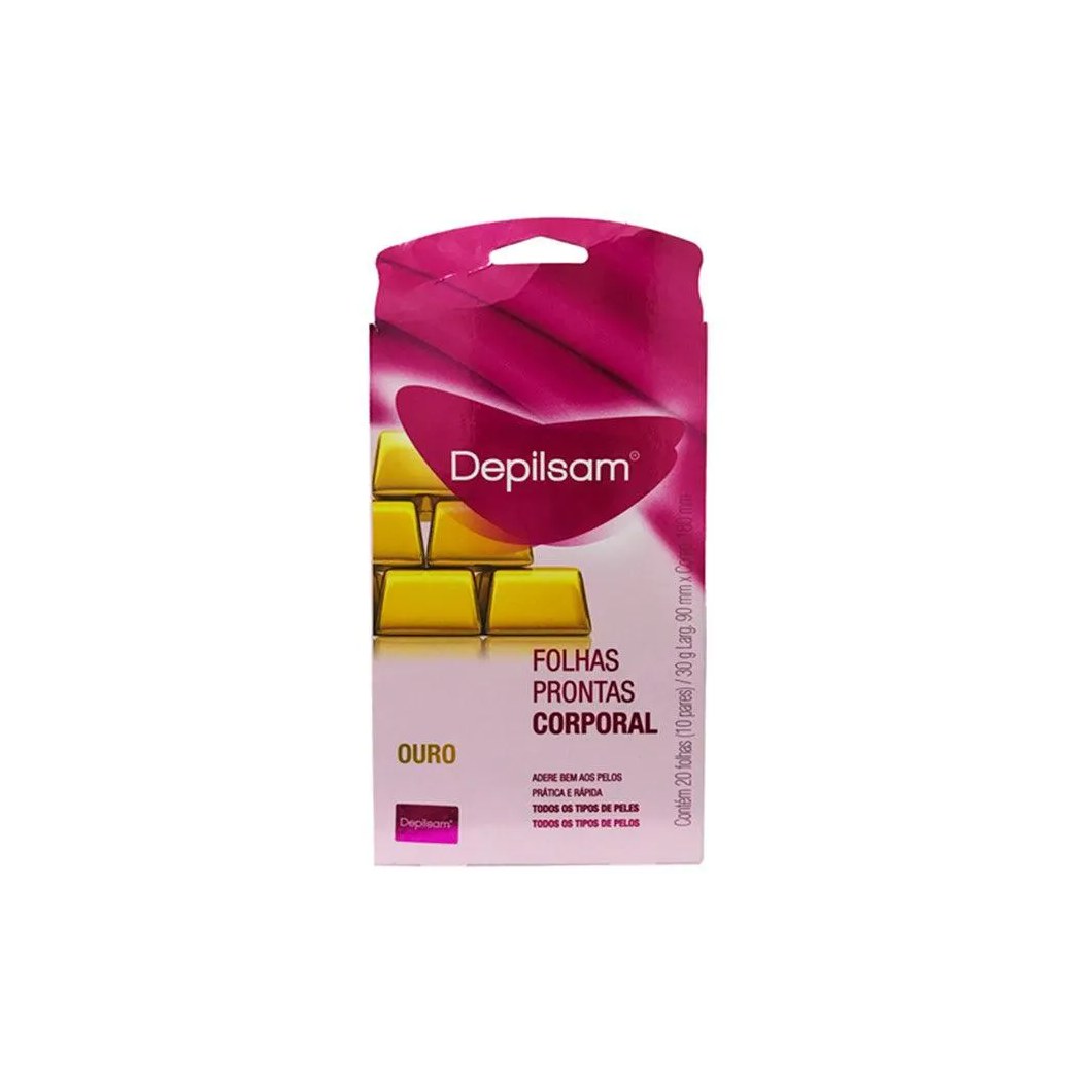 Folhas Prontas para Depilação Corporal Depilsam Ouro 20fls