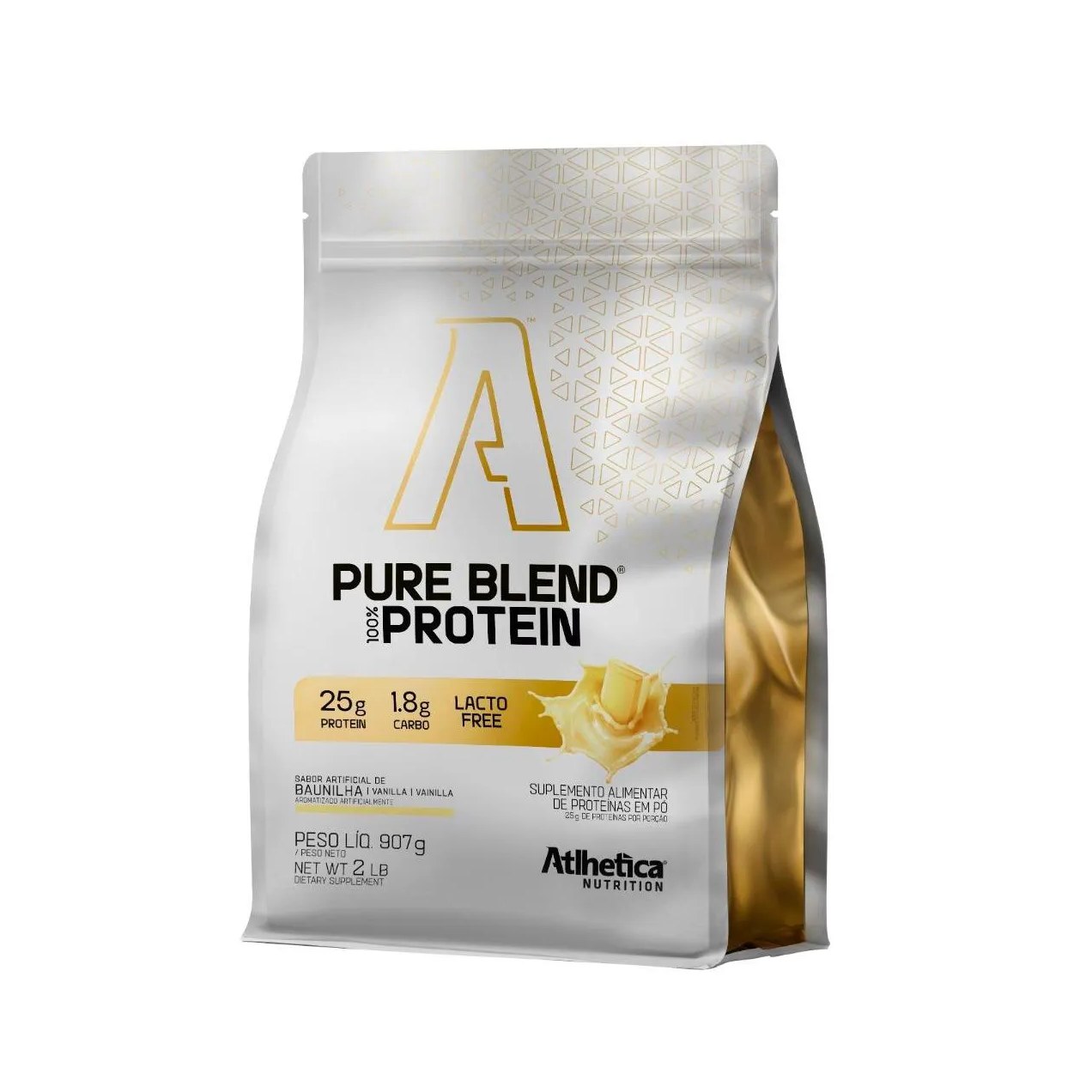 Proteína em Pó Pure Blend 100% Protein Atlhetica Nutrition Lacto-Free Baunilha 907g