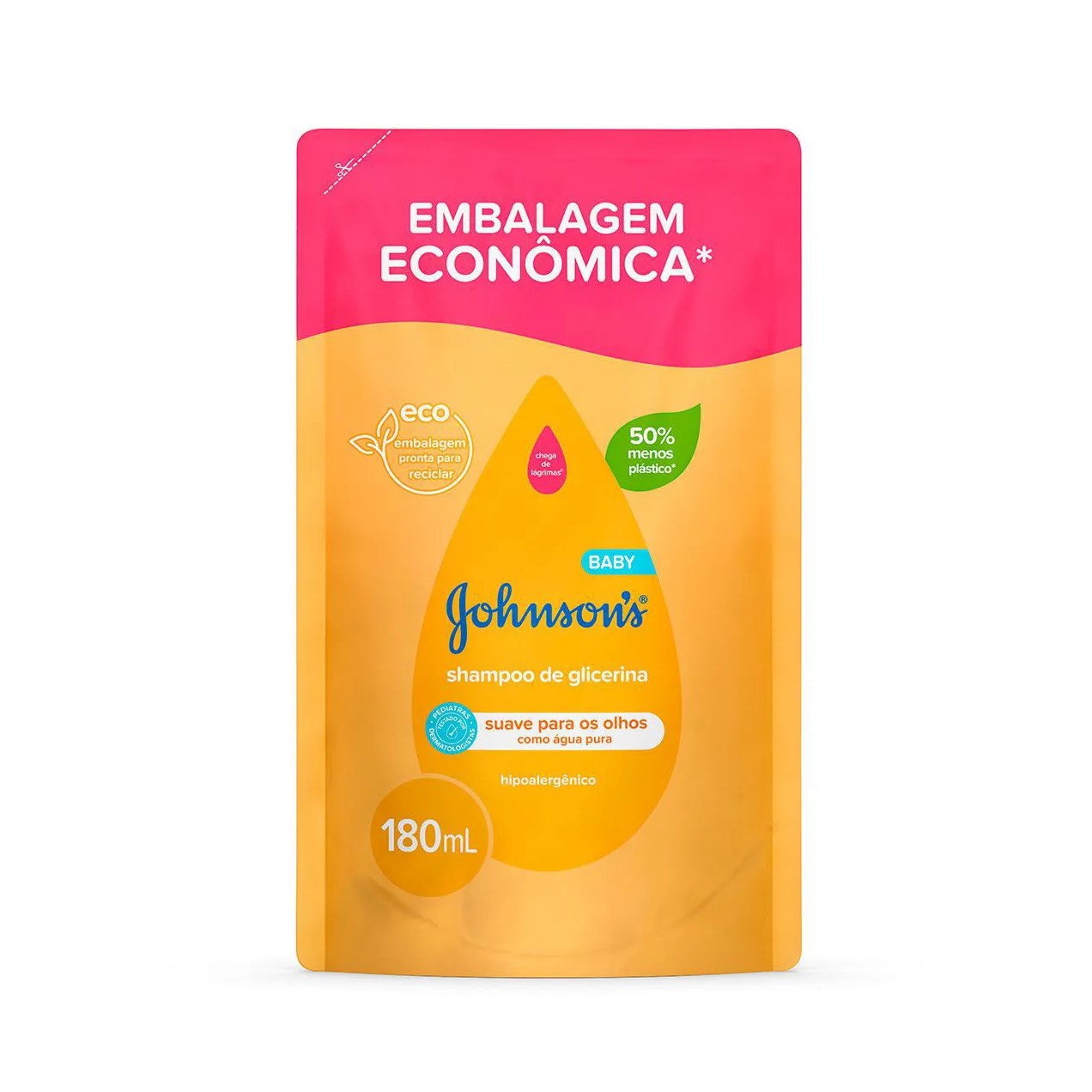 Refil Shampoo de Glicerina Johnson's Baby Neutro 180ml