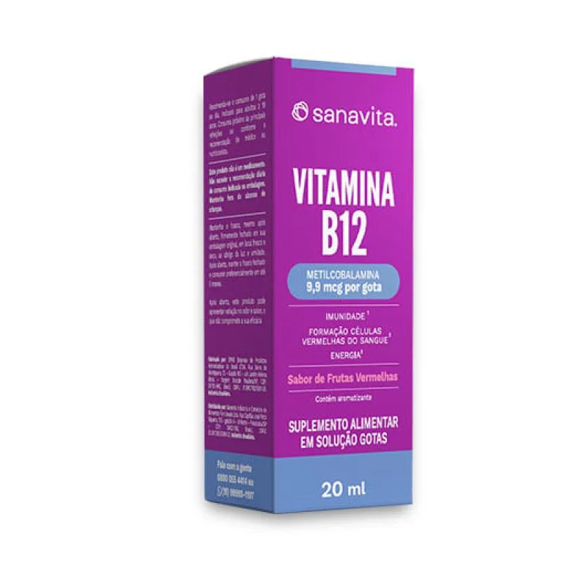 Vitamina B12 em Gotas Metilcobalamina. Frasco 20ml