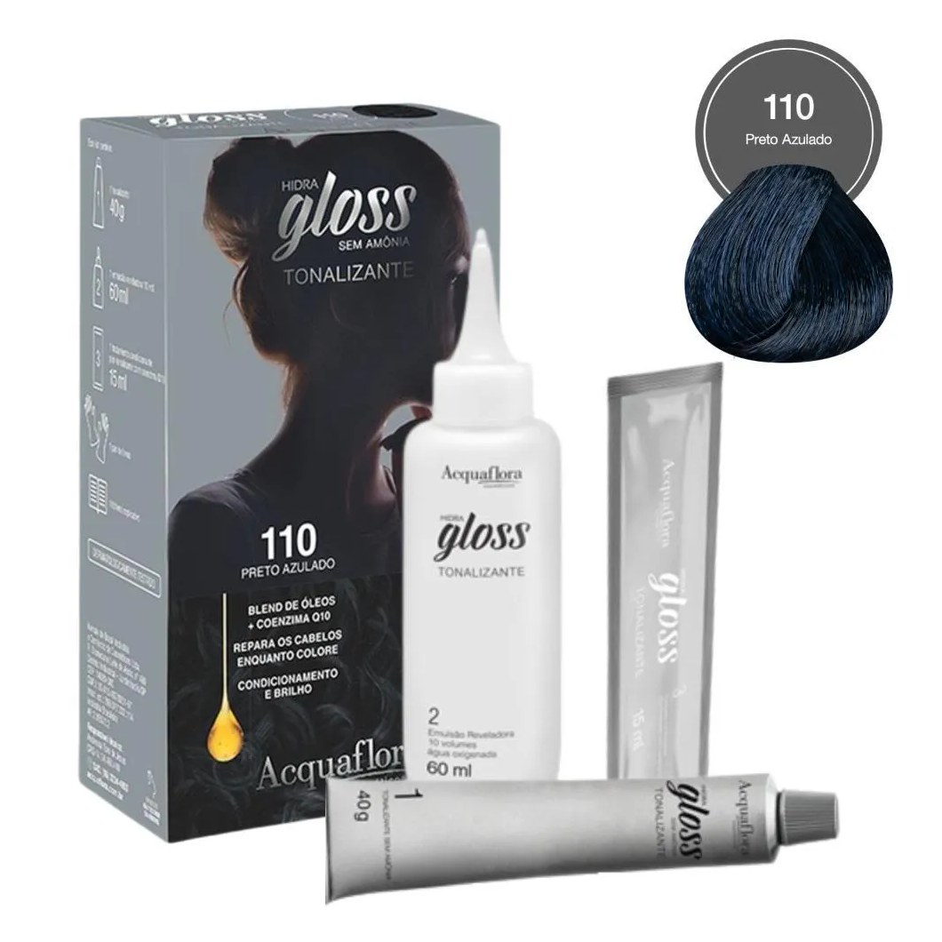 Tonalizante Acquaflora Hidra Gloss 110 Preto Azulado
