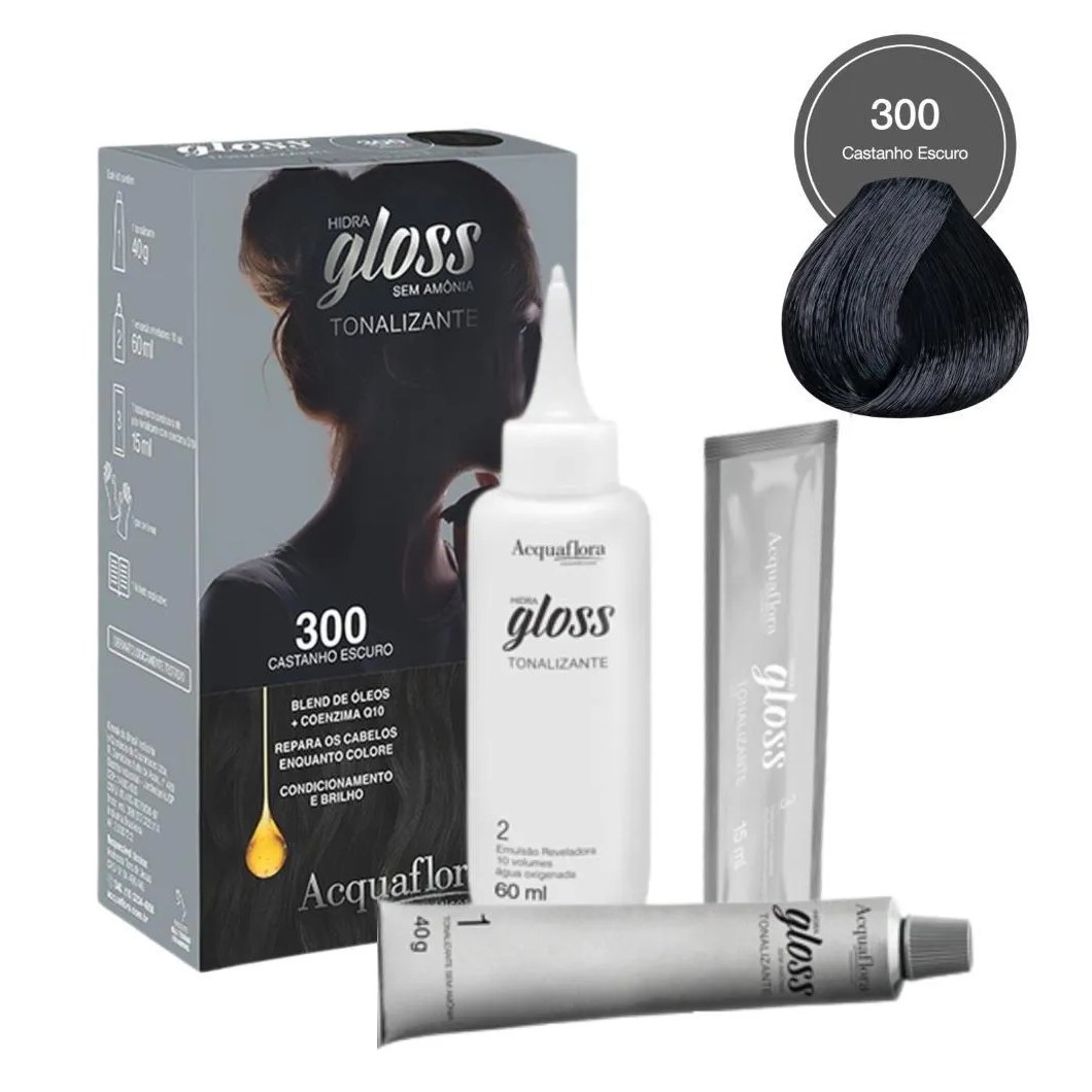 Tonalizante Acquaflora Hidra Gloss 300 Castanho Escuro