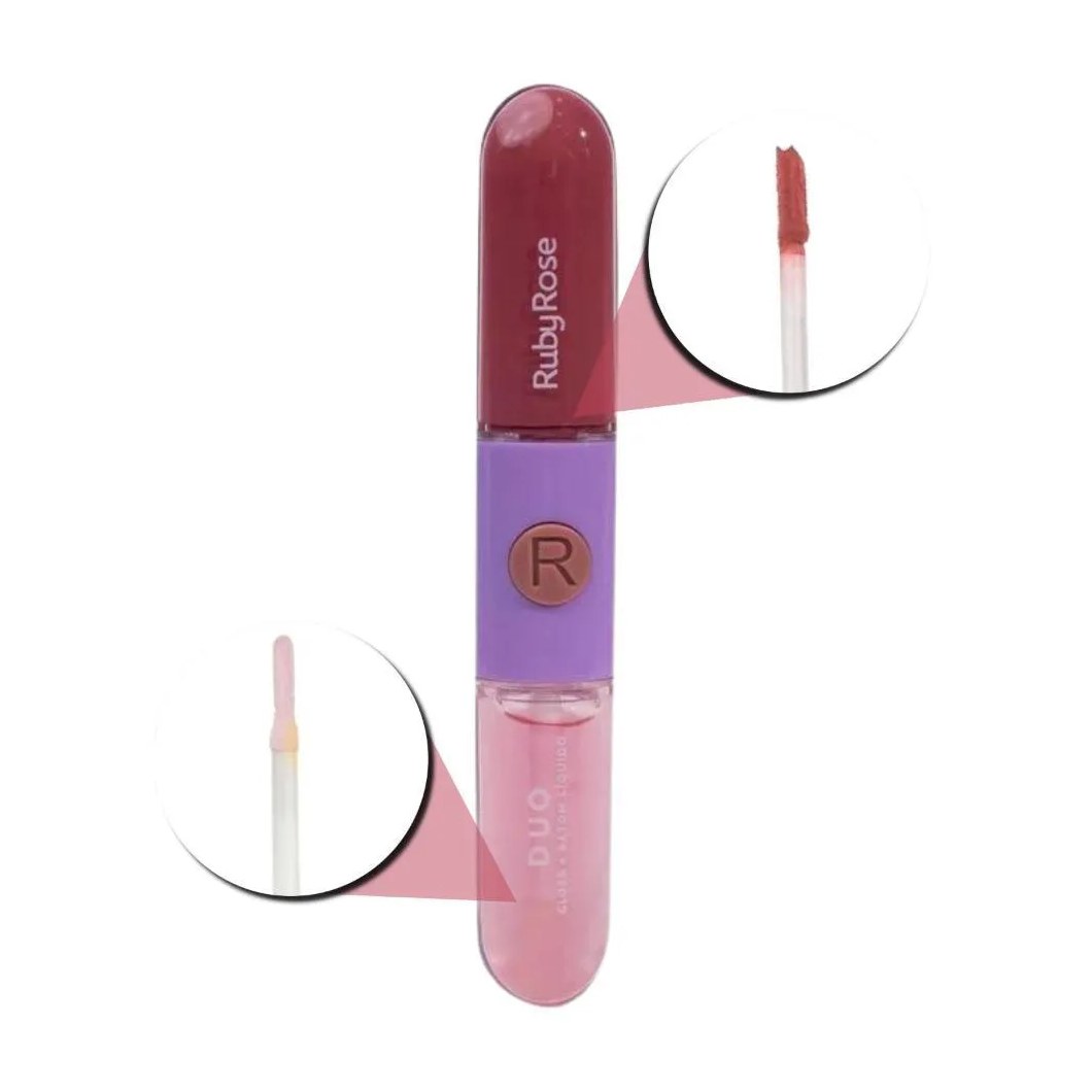 Gloss + Batom Líquido Duo Ruby Rose Ld04 9,6g