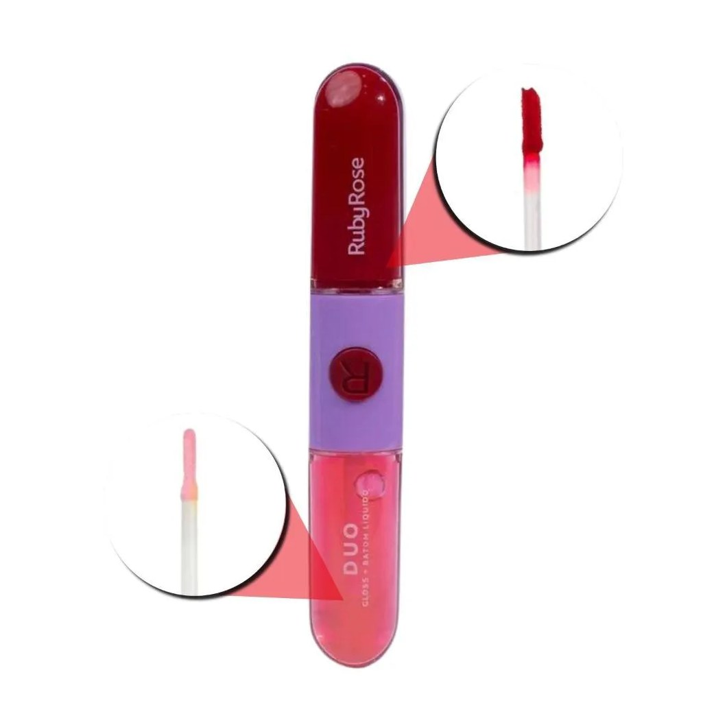 Gloss + Batom Líquido Duo Ruby Rose Ld12 9,6g
