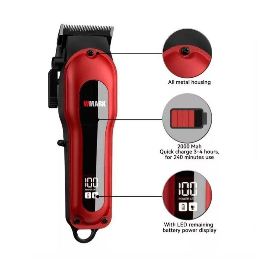 Máquina de Cortar Cabelo Wmark Ng-122 Vermelha Bivolt
