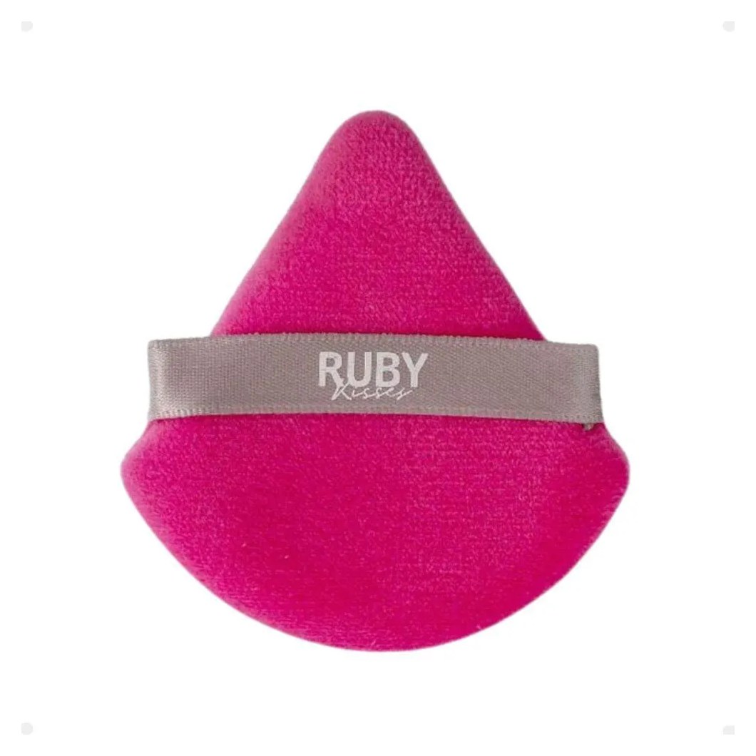 Esponja Puff para Pó Ruby Kisses Triangular Rosa e Cinza