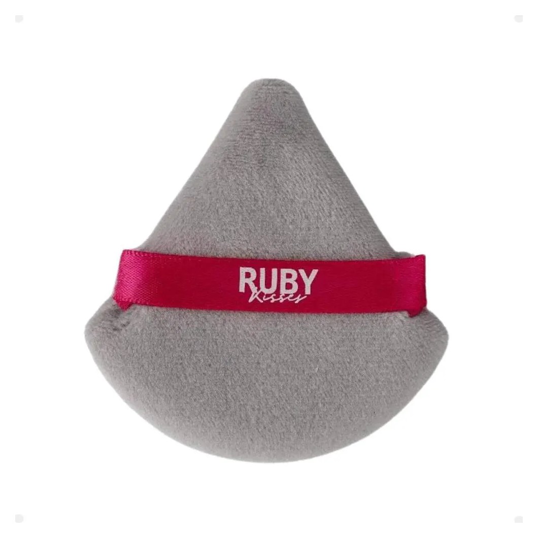 Esponja Puff para Pó Ruby Kisses Triangular Cinza e Rosa