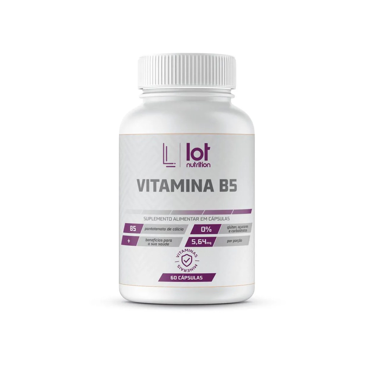 Vitamina B5 Pantotenato de Cálcio 60 cápsulas Lot Nutrition