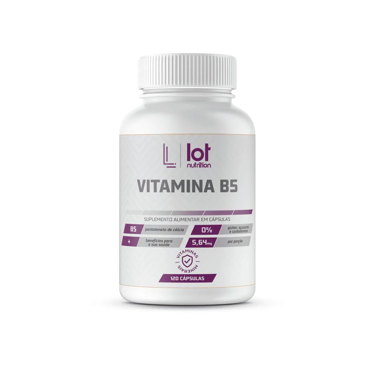 Vitamina B5 Pantotenato de Cálcio 120 cápsulas Lot Nutrition
