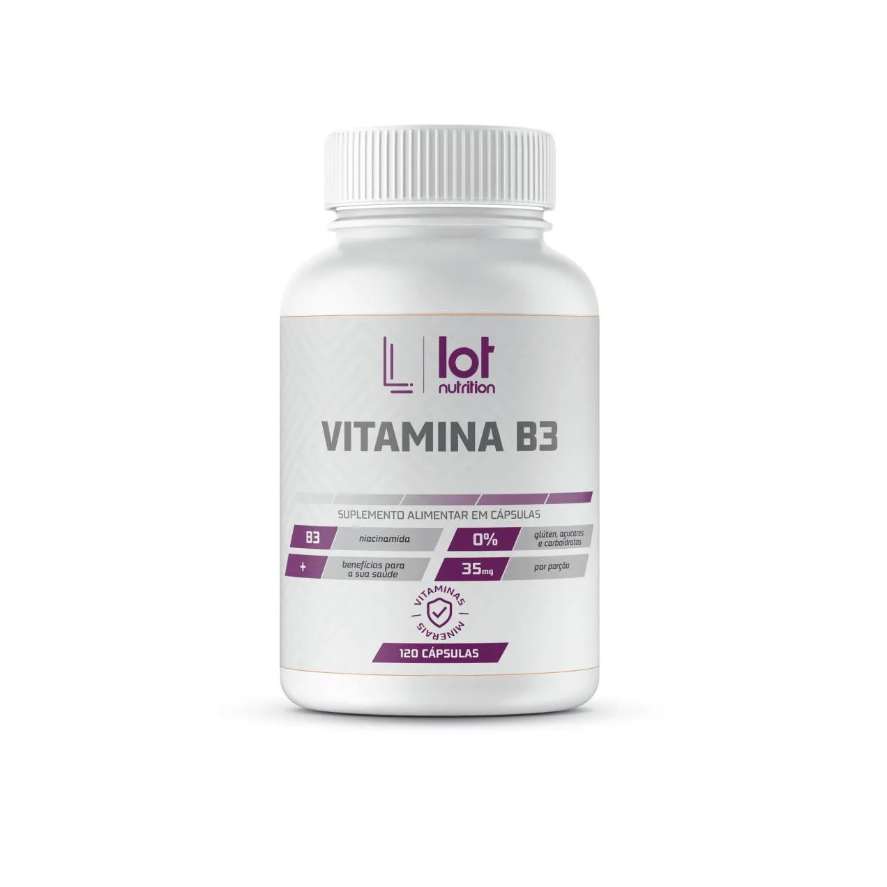 Vitamina B3 Niacina 120 cápsulas Lot Nutrition