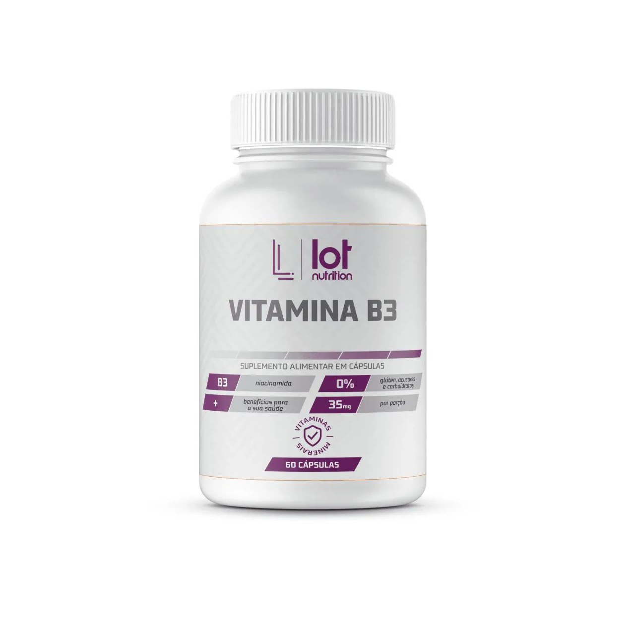 Vitamina B3 Niacina 60 cápsulas Lot Nutrition