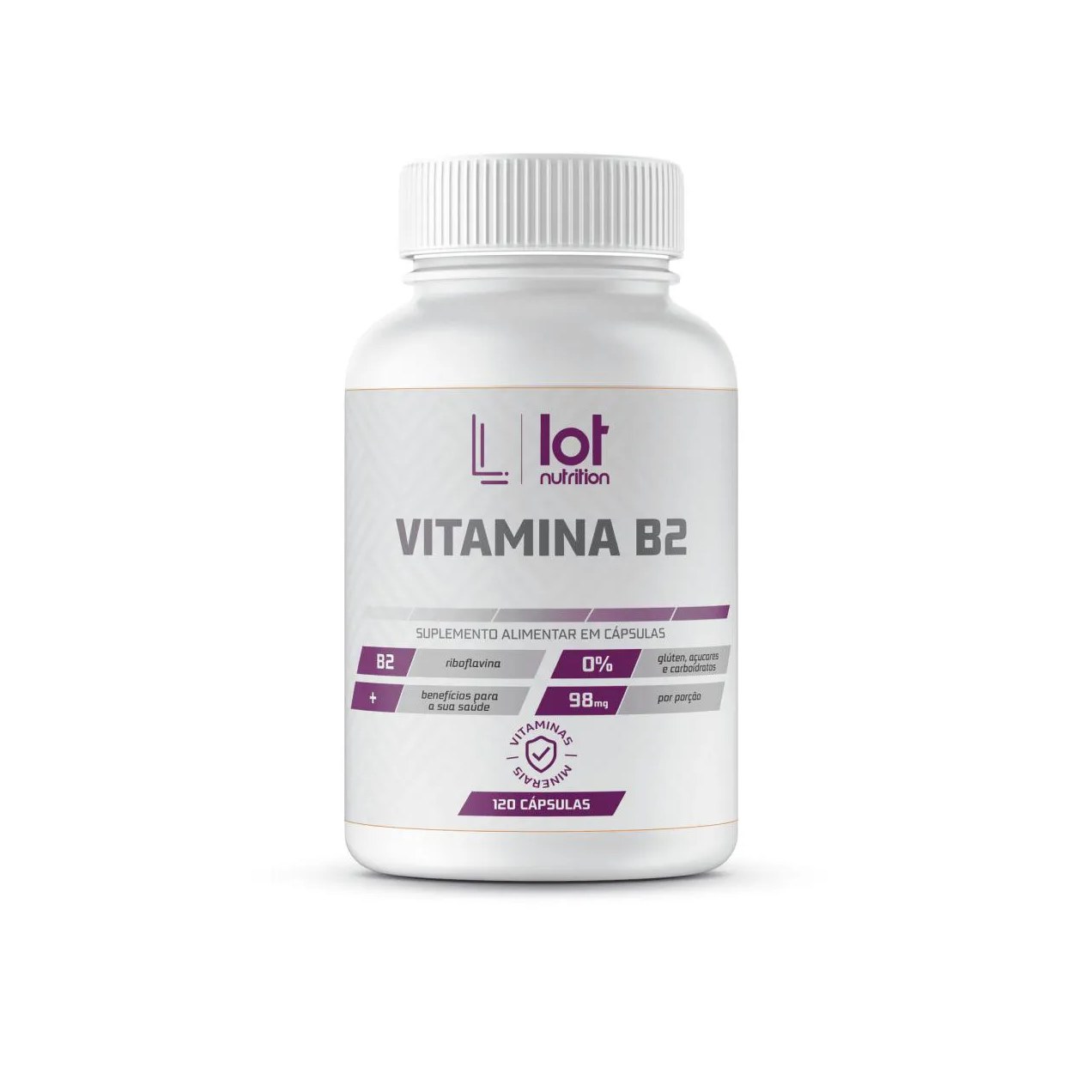 Vitamina B2 Riboflavina 120 cápsulas Lot Nutrition
