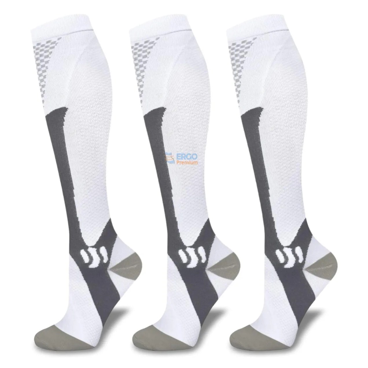 Kit 3 Pares Meia de Compressão Elástica Anti Varizes Trombose Original 1par 41a46 Branco