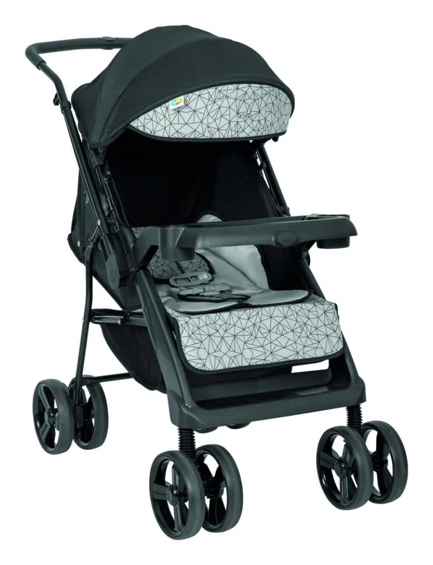 Carrinho de Bebê Joy Ii Tutti Baby Preto e Cinza