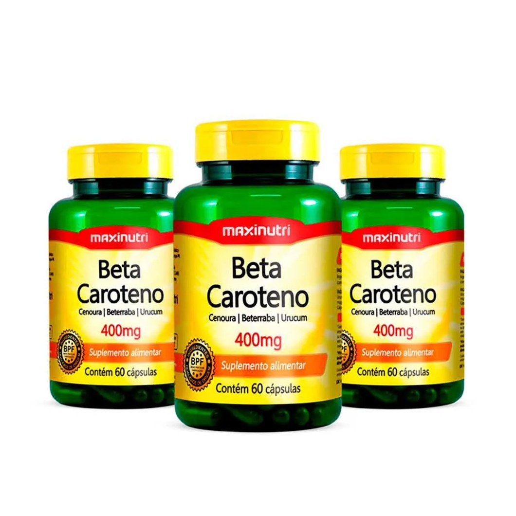 Kit 03 Beta Caroteno 400mg 60 Cápsulas Maxinutri
