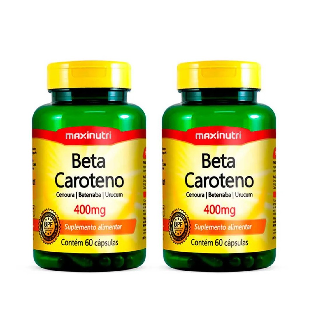 Kit 02 Beta Caroteno 400mg 60 Cápsulas Maxinutri