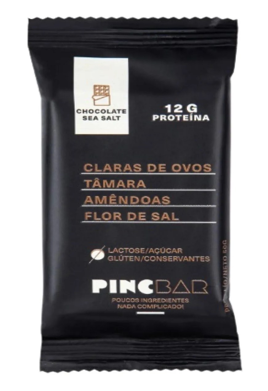 Kit 3x: Barra de Proteína Chocolate Sea Salt Sem Açúcar Pincbar 50g