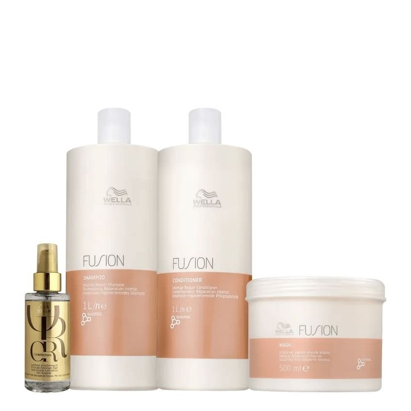 Kit Wella Professionals Fusion Trio Salon Care + Oil Reflections (4 Produtos)