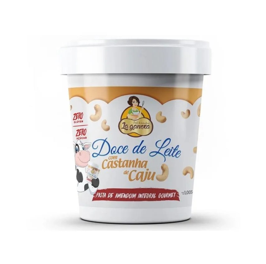 Pasta de Amendoim Integral Gourmet (1,05Kg) – Sabor: Doce de Leite C/ Castanha de Caju