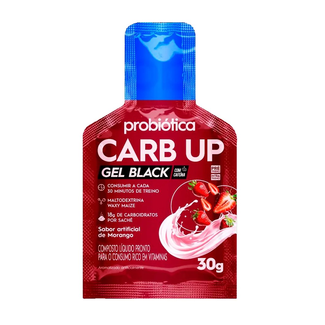 Energético Probiótica Carb-up Gel Black Morango 30g