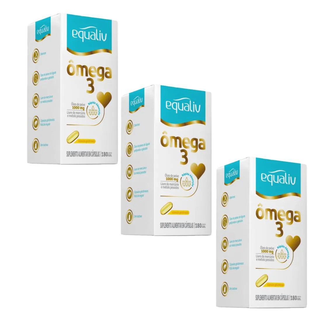 Kit C3 Suplemento Alimentar Ômega 3 1000mg 180cáps Equaliv