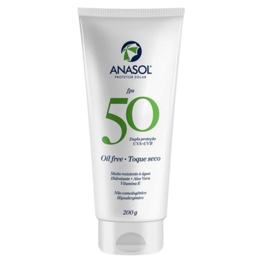 Protetor Solar Corporal Anasol 50 Fps 200 Ml - Hidratação e Dupla Proteção Solar Uva+Uvb Oil Free Toque Seco Resistente