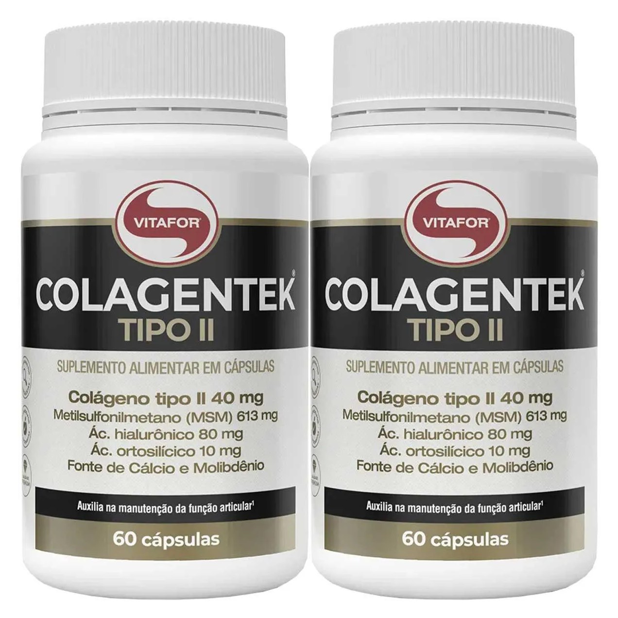 Kit 2 Colagentek Vitafor Tipo Ii 60 cápsulas 790mg