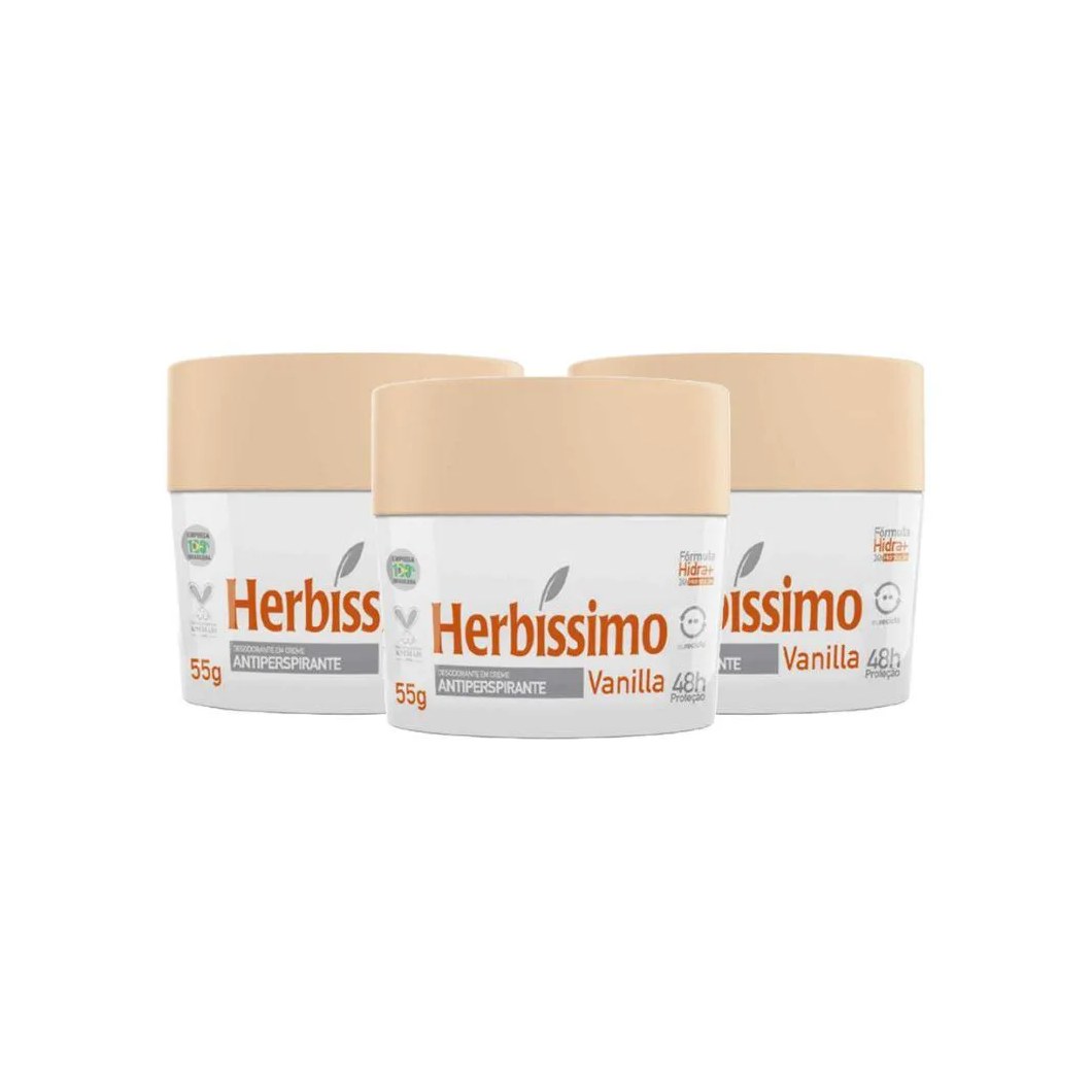 Kit Desodorante Cremoso Herbissimo Vanilla 55gr (3 Unidades)