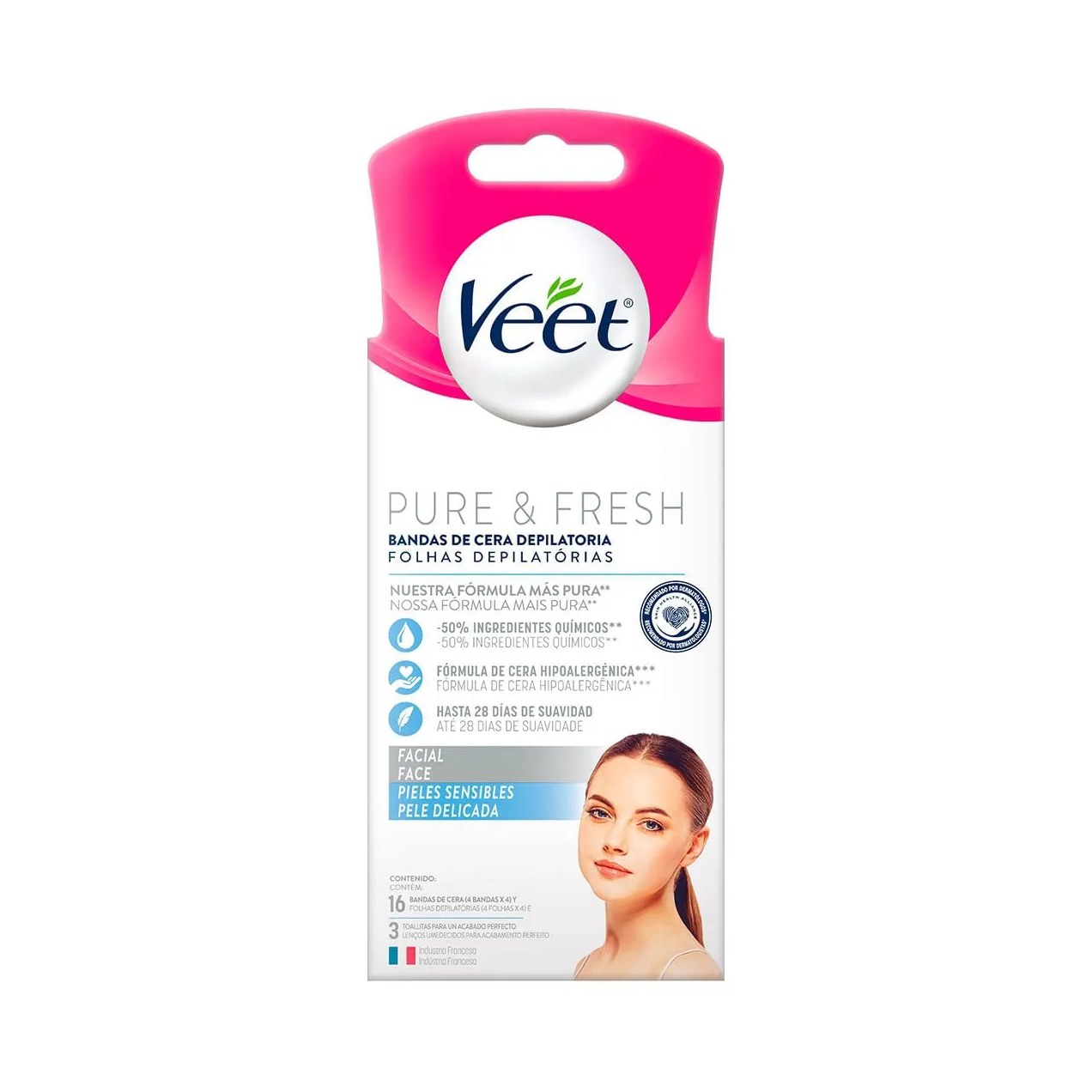 Folhas Para Depilacao Veet Pure E Fresh Com 16 Facial Pele Delicada