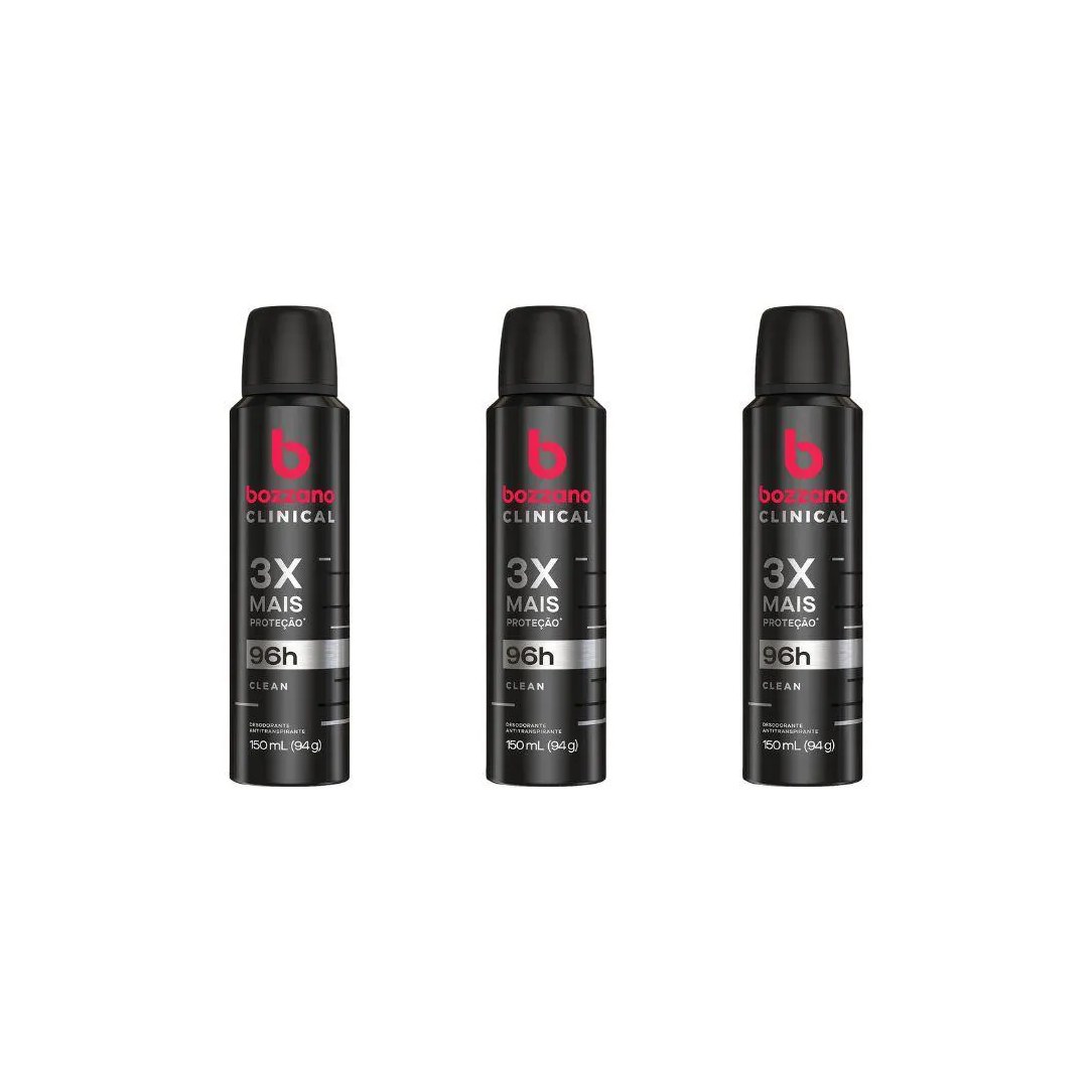 Desodorante Aerossol Bozzano 150 Ml Clinical Clean - Kit C / 3un