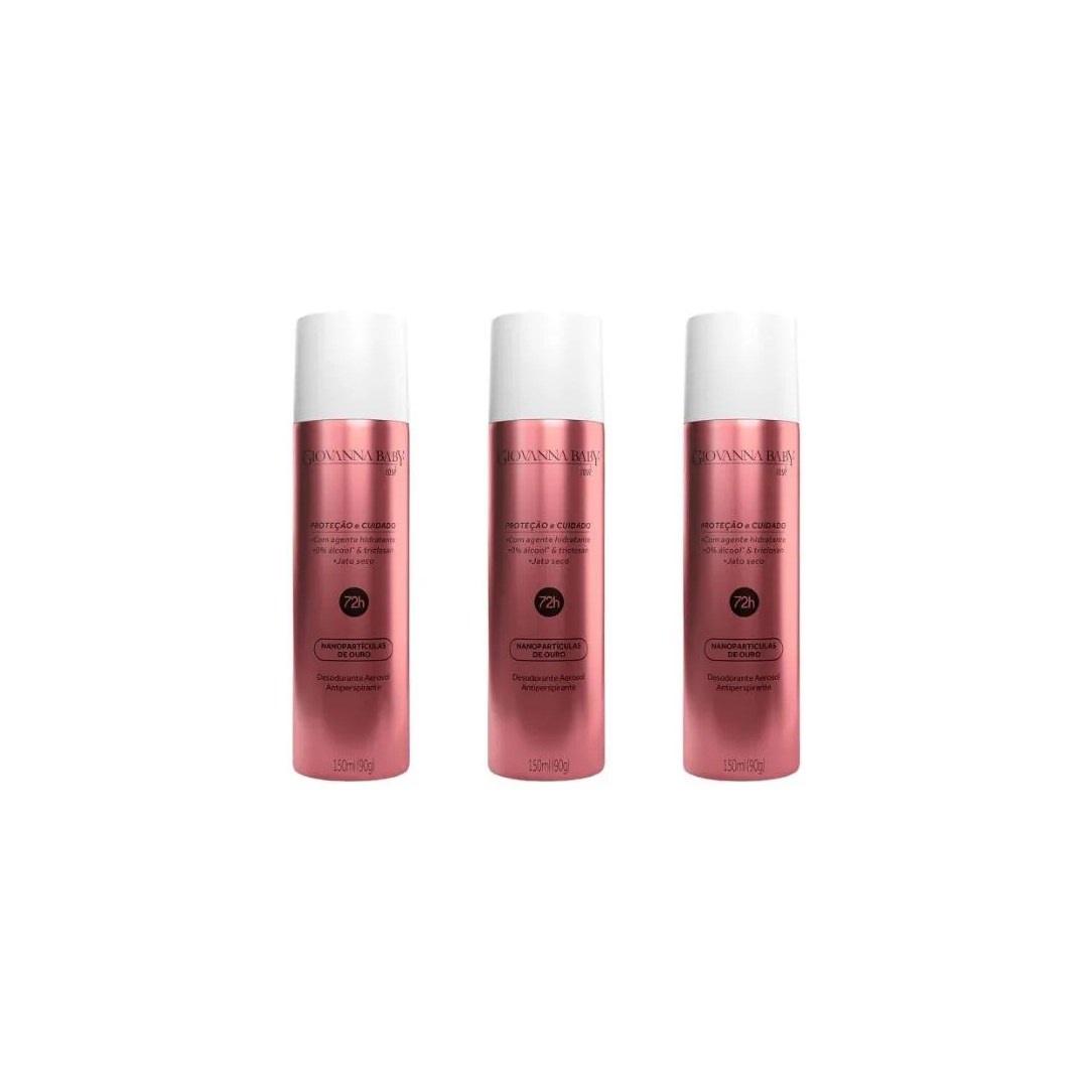 Desodorante Aero Giovanna Baby 150ml Rose - Kit C / 3un