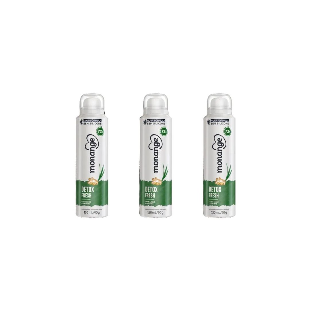 Desodorante Aero Monange 150ml Detox - Kit C / 3un